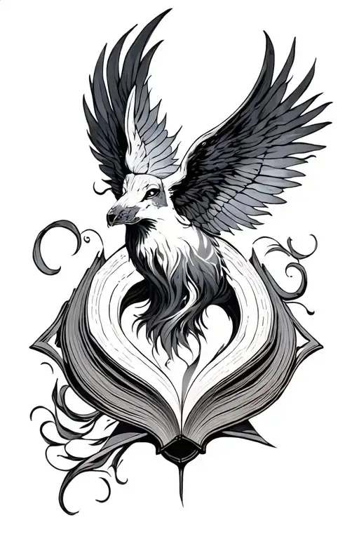 fantasy book style illustration tattoo design idea
