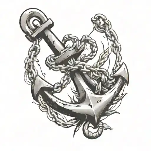 An anchor with a broken chain, representing strength and freedom from past struggles tattoo design idea