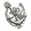 An anchor with a broken chain, representing strength and freedom from past struggles tattoo design idea