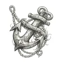 An anchor with a broken chain, representing strength and freedom from past struggles tattoo design idea