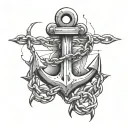 An anchor with a broken chain, representing strength and freedom from past struggles tattoo design idea