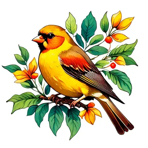 Golden Finch bird tattoo design idea