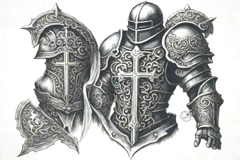 Armor of God with the Bible verse of Ephesians 6:10-18 tattoo design idea