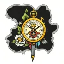 adhd clock inside tattoo design idea