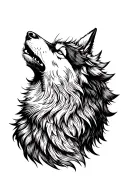 wolf howling tattoo design idea