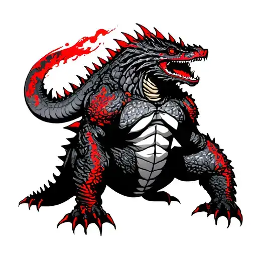 kaiju no.8 tattoo in black and red tattoo design idea