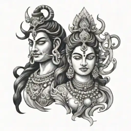 Shiva Parvati tattoo design idea