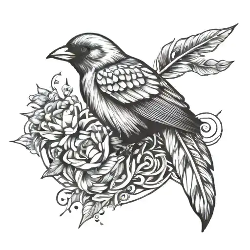 arrow feather bird tattoo design idea