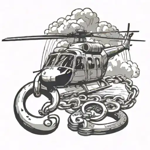  wildland firefighting helicopter and prison guard handcuffs tattoo design idea