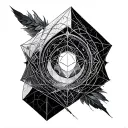 use sacred geometry patterns (inspired by vesica piscis or Metatron’s cube) to suggest divine order and endless cycles. tattoo design idea