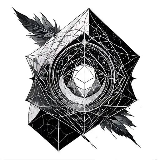 use sacred geometry patterns (inspired by vesica piscis or Metatron’s cube) to suggest divine order and endless cycles. tattoo design idea