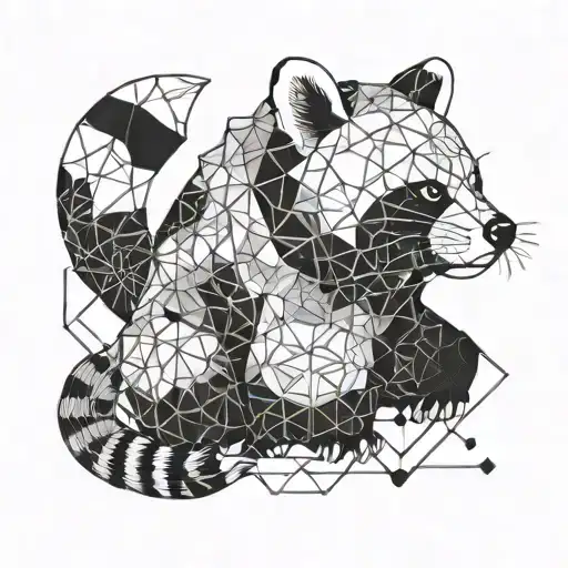 A red panda together with a hippo surrounded by geometric shape tattoo design idea