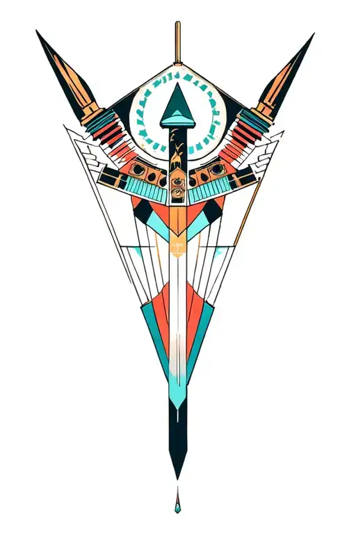 synthesizer cirquit geometric design under knee color dagger tattoo design idea