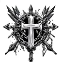 relentless with arrows and cross and broken chain incorporated  tattoo design idea