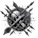 relentless with arrows and cross and broken chain incorporated  tattoo design idea
