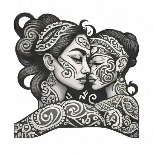 maori mourn daughter holding hands tattoo design idea