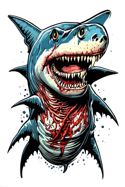 zombie shark tattoo design idea