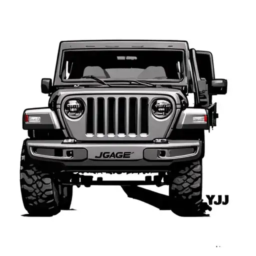 xj jeep grille with the name gage in the middle tattoo design idea