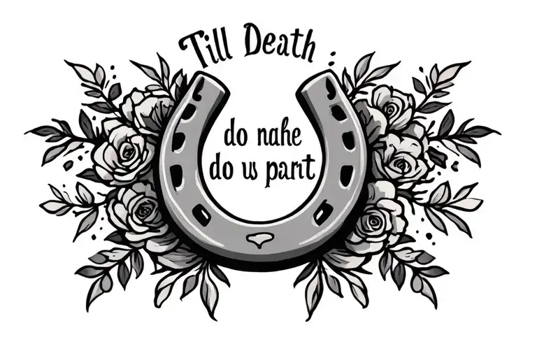 "till death do us part" western horseshoe design tattoo design idea