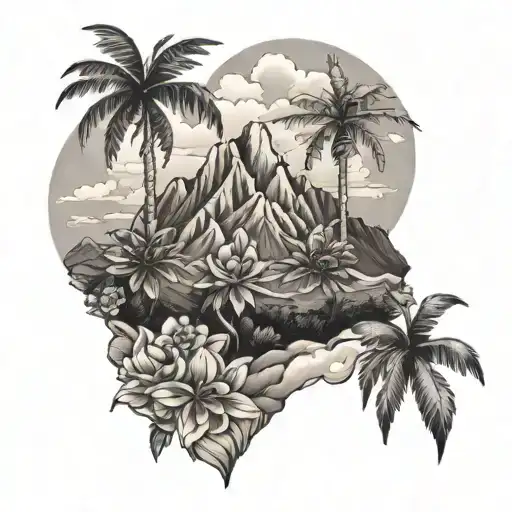 Haiti mountains with the Fleur tattoo design idea