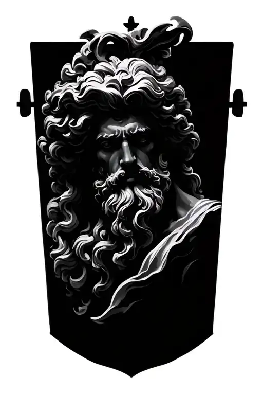 zeus like marble stature tattoo design idea