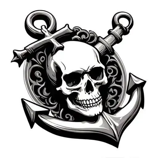 skull nautical cross sleeve anchor tattoo design idea
