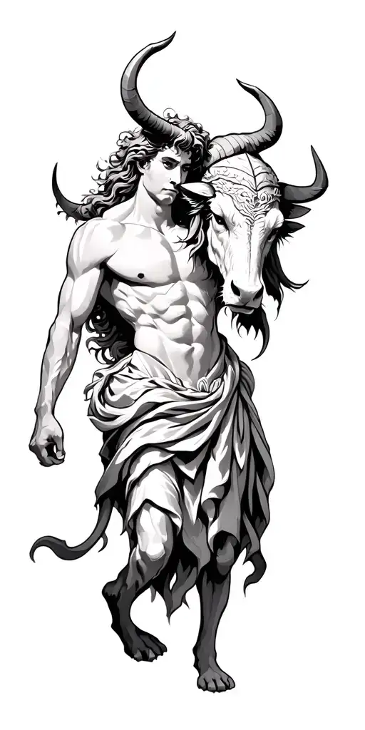 Thesus and the minotaur tattoo design idea