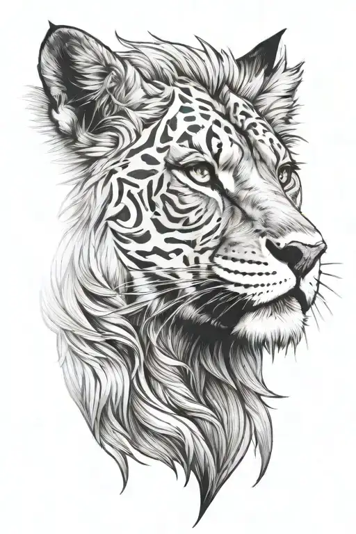 lion lynx wolf face tattoo design idea