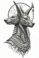 Anubis, Photorealistic, Moon Background   tattoo design idea