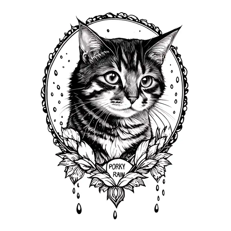 "Porky and Rain" Cat Memorial tattoo design idea