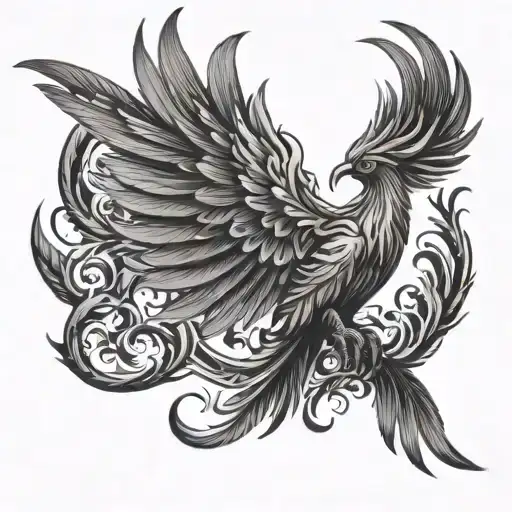 Phoenix rising narrow tattoo design idea