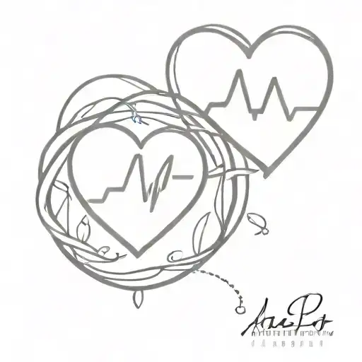 Heart beat with initials A.J tattoo design idea