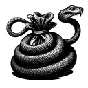 snake shaped into money bag tattoo design idea
