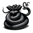 snake shaped into money bag tattoo design idea