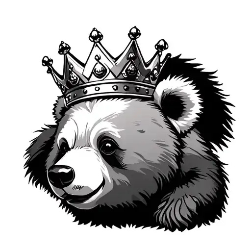 baby bear wearing king crown tattoo design idea