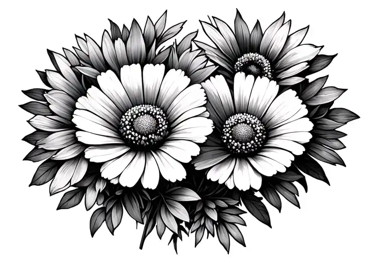 sweet pea aster cosmos flower bouquet tattoo design idea