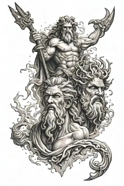 zeus y poseidon tattoo design idea