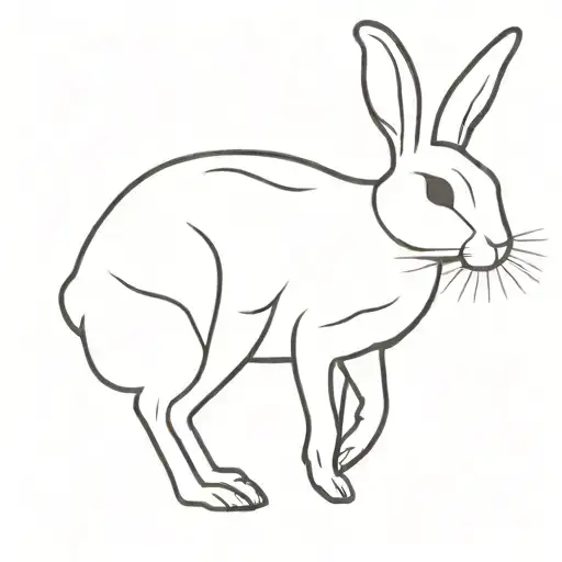 silhouette of rabbit standing in black thin line tattoo design idea