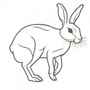 silhouette of rabbit standing in black thin line tattoo design idea