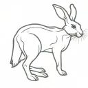 silhouette of rabbit standing in black thin line tattoo design idea