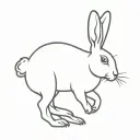 silhouette of rabbit standing in black thin line tattoo design idea
