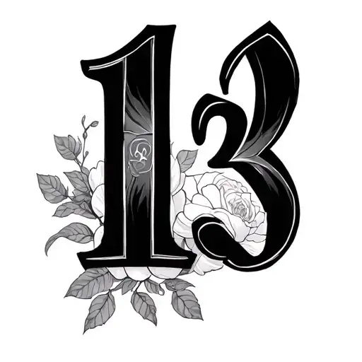 romanitc tattoo centred around lucky number 13 tattoo design idea