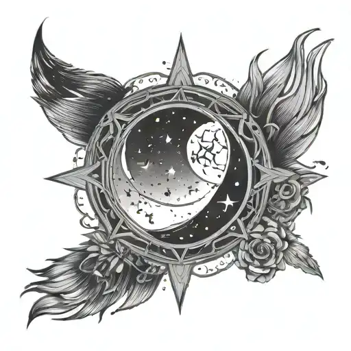 waxing crescent moon waning crescent moon Leo Star Constellation aries star constellation  tattoo design idea