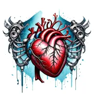 men mechanical heart chest tattoo under skin tattoo design idea
