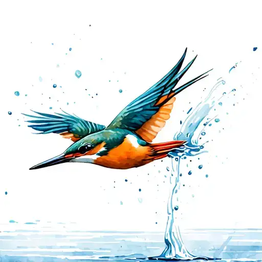 kingfisher diving into water tattoo design idea
