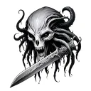 mind flayer and a blade  tattoo design idea