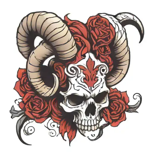 aries skull tattoo design idea