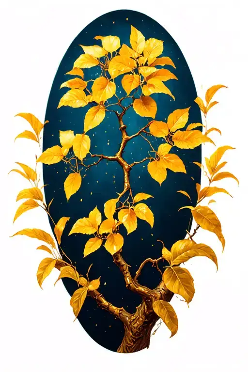 kintsugi golden shower tree tattoo design idea