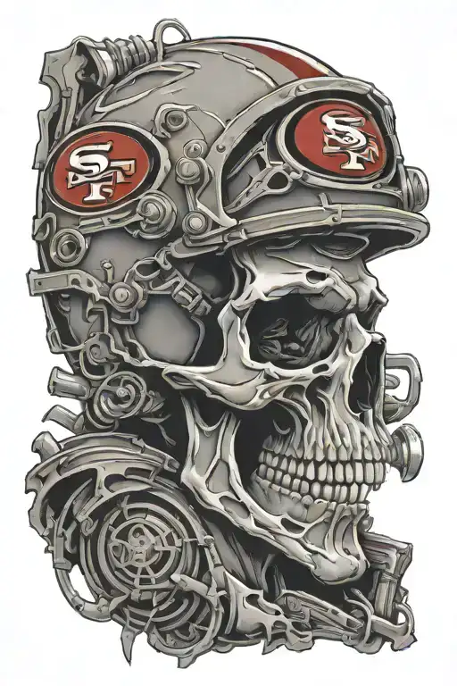 49ers skull face tattoo design idea