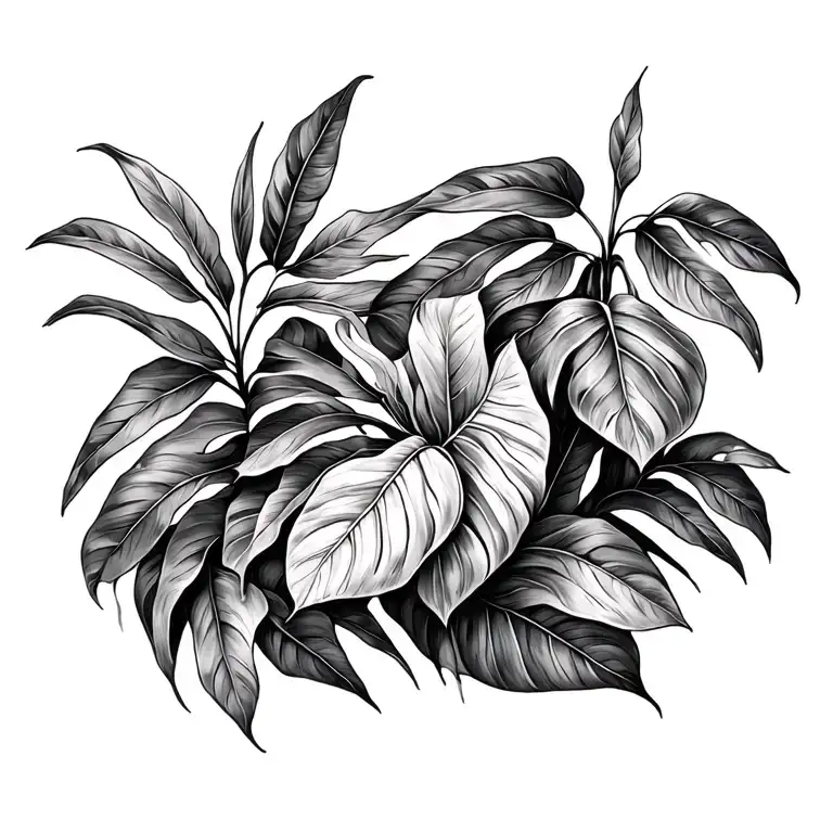 Banana leaves or jungle vine tattoo design idea